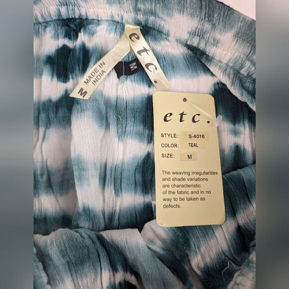 Tie-dye Lightweight Teal White Shorts Etc. by Lazy Daisy Women's size Medium - Picture 2 of 6